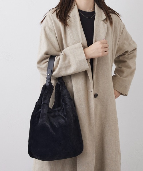 Actually（アクチュアリー）の「コットニー ファーバッグ（トートバッグ・レディース・ブラック/ベージュ/グレー・フリー）」の8枚目の写真