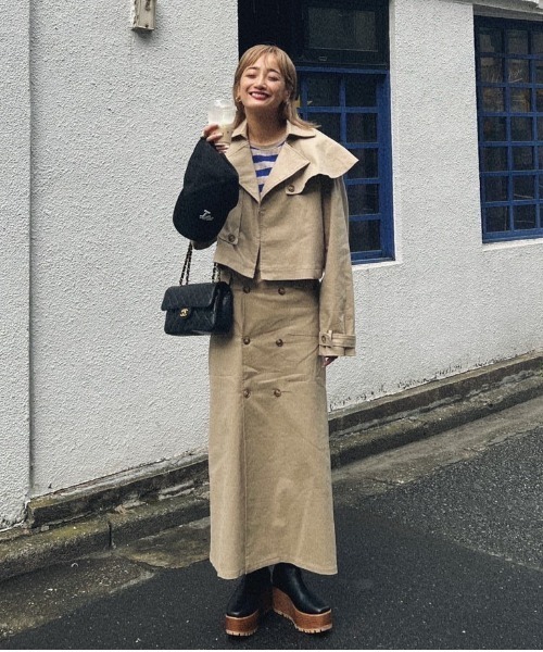 AMAIL（アマイル）の「Bulky coron trenchskirt（スカート・レディース・ベージュ/グリーン・FREE）」の11枚目の写真