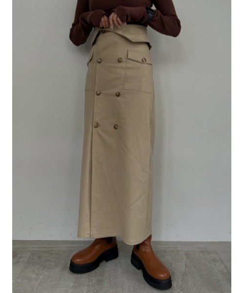 AMAIL（アマイル）の「Bulky coron trenchskirt（スカート・レディース・ベージュ/グリーン・FREE）」の8枚目の写真