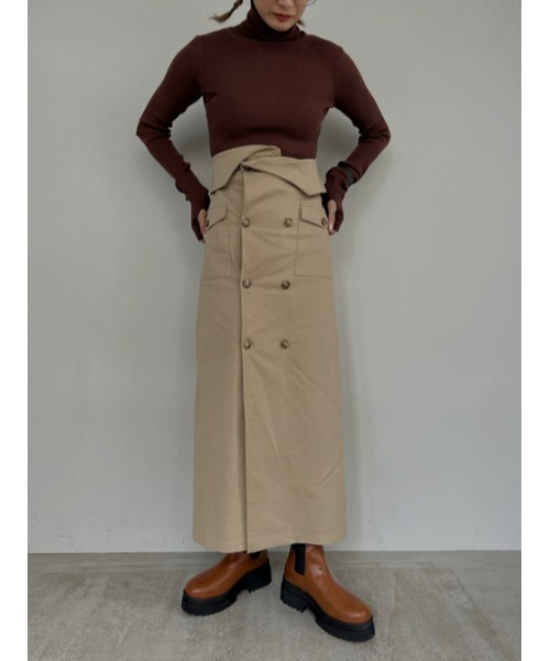 AMAIL（アマイル）の「Bulky coron trenchskirt（スカート・レディース・ベージュ/グリーン・FREE）」の3枚目の写真