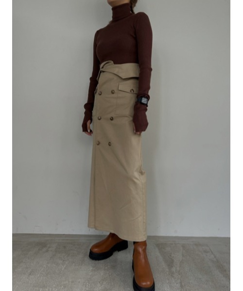 AMAIL（アマイル）の「Bulky coron trenchskirt（スカート・レディース・ベージュ/グリーン・FREE）」の7枚目の写真