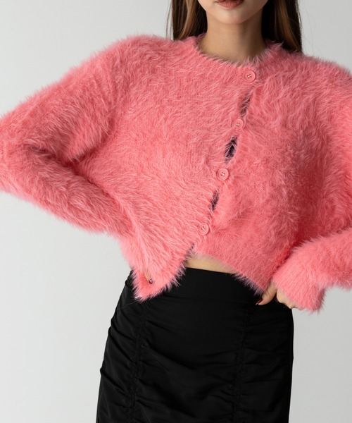 セール】【 9color 】アシメショートシャギーニットカーディガン