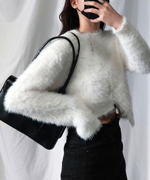 セール】【 9color 】アシメショートシャギーニット