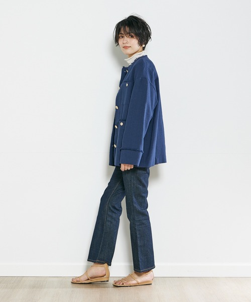 INED CLARO（イネドクラロ）の「スラブツイードジャケット（ノーカラージャケット・レディース・オフホワイト/ネイビー・フリー）」の7枚目の写真