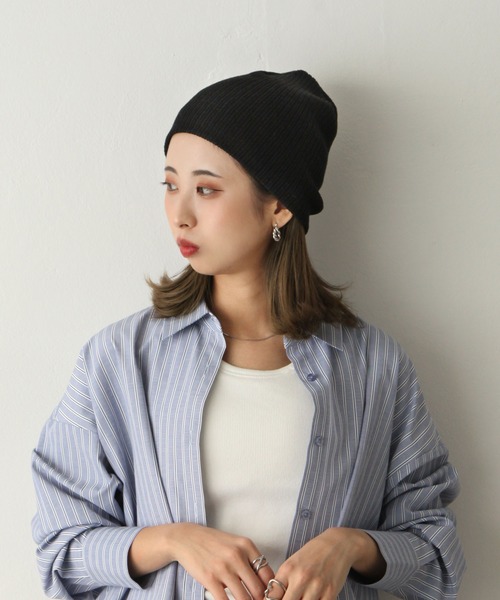 Chillfar（チルファー）の「リブ編みニットキャップ/ビーニー（ニットキャップ/ビーニー・レディース・レンガ/ベージュ/グレー/ブラック/アイボリー・FREE）」の3枚目の写真