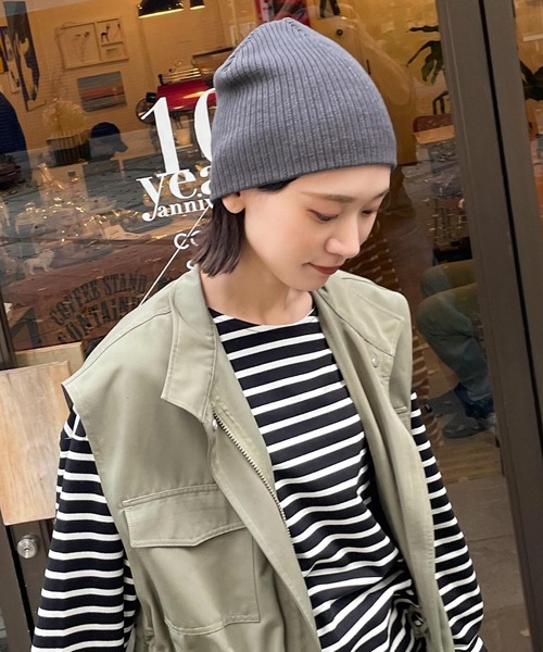 Chillfar（チルファー）の「リブ編みニットキャップ/ビーニー（ニットキャップ/ビーニー・レディース・レンガ/ベージュ/グレー/ブラック/アイボリー・FREE）」の9枚目の写真