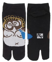 【カヤ】お酒と狸 足袋型靴下25~28cm