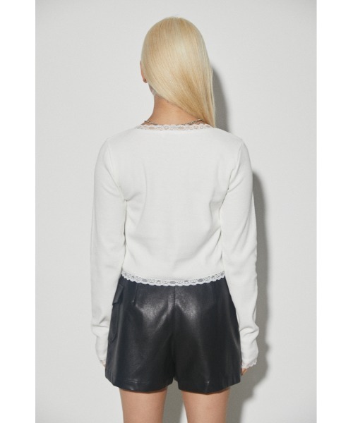 LAGUA GEM(ラグアジェム)の「ROUND NECK LACE TOPS トップス(Tシャツ/カットソー・レディース・カーキ/ブラック/オフホワイト・FREE)」の13枚目の写真