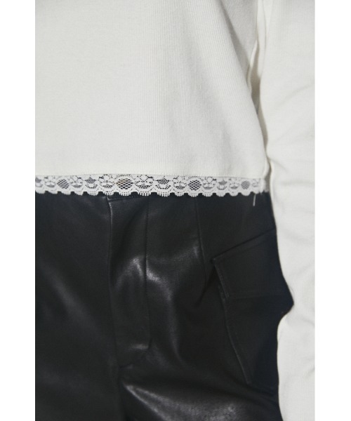 LAGUA GEM(ラグアジェム)の「ROUND NECK LACE TOPS トップス(Tシャツ/カットソー・レディース・カーキ/ブラック/オフホワイト・FREE)」の8枚目の写真