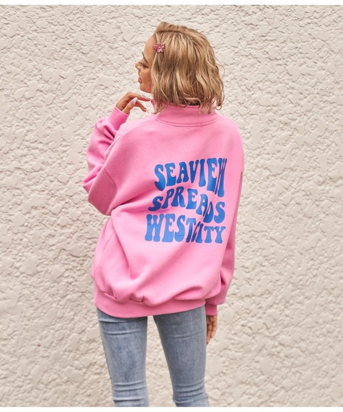 anap mimpi(アナップミンピ)の「裏起毛レトロプリント配色ハーフジップスウェット(スウェット・レディース・ブルー/グレー/ピンク・FREE)」の10枚目の写真