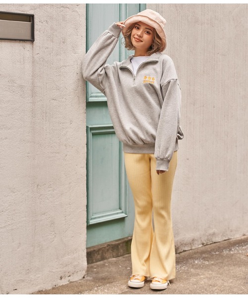 anap mimpi(アナップミンピ)の「裏起毛レトロプリント配色ハーフジップスウェット(スウェット・レディース・ブルー/グレー/ピンク・FREE)」の6枚目の写真