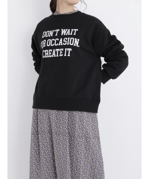 Samansa Mos2 blue(サマンサモスモスブルー)の「裏起毛ロゴスウェット(Tシャツ/カットソー・レディース・グリーン/パープル/キナリ/トップグレー/ブラック・フリ-)」の3枚目の写真