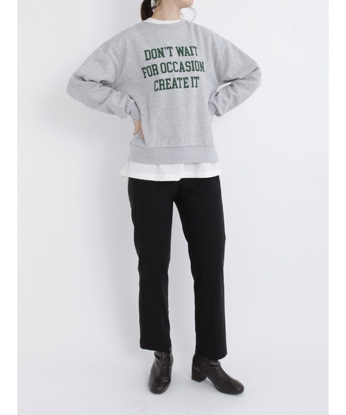 Samansa Mos2 blue(サマンサモスモスブルー)の「裏起毛ロゴスウェット(Tシャツ/カットソー・レディース・グリーン/パープル/キナリ/トップグレー/ブラック・フリ-)」の10枚目の写真