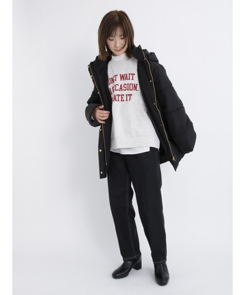 Samansa Mos2 blue(サマンサモスモスブルー)の「裏起毛ロゴスウェット(Tシャツ/カットソー・レディース・グリーン/パープル/キナリ/トップグレー/ブラック・フリ-)」の13枚目の写真