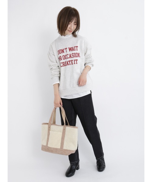 Samansa Mos2 blue(サマンサモスモスブルー)の「裏起毛ロゴスウェット(Tシャツ/カットソー・レディース・グリーン/パープル/キナリ/トップグレー/ブラック・フリ-)」の17枚目の写真