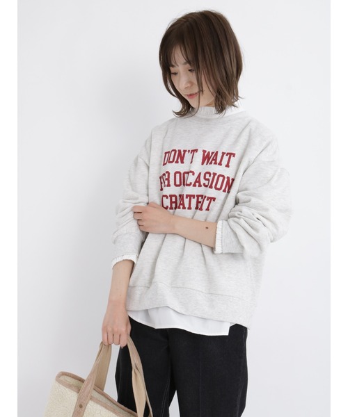 Samansa Mos2 blue(サマンサモスモスブルー)の「裏起毛ロゴスウェット(Tシャツ/カットソー・レディース・グリーン/パープル/キナリ/トップグレー/ブラック・フリ-)」の19枚目の写真