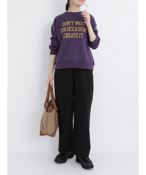 Samansa Mos2 blue(サマンサモスモスブルー)の「裏起毛ロゴスウェット(Tシャツ/カットソー・レディース・グリーン/パープル/キナリ/トップグレー/ブラック・フリ-)」の21枚目の写真