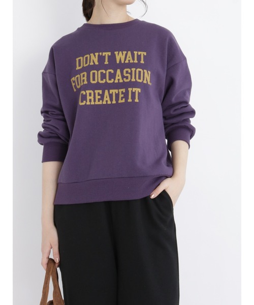 Samansa Mos2 blue(サマンサモスモスブルー)の「裏起毛ロゴスウェット(Tシャツ/カットソー・レディース・グリーン/パープル/キナリ/トップグレー/ブラック・フリ-)」の22枚目の写真