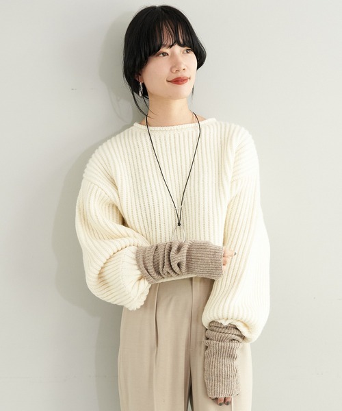 SHENERY（シーナリー）の「畦編みショートニットプルオーバー（ニット/セーター・レディース・オフホワイト/ブラウン/レッド・FREE）」の16枚目の写真