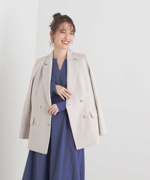 N.（N. Natural Beauty Basic）（エヌエヌナチュラルビューティーベーシック）の「【S Size Line】◆テーラードダブルジャケット（テーラードジャケット・レディース・ネイビー/ホワイト/チェック・SMALL/MEDIUM）」の2枚目の写真