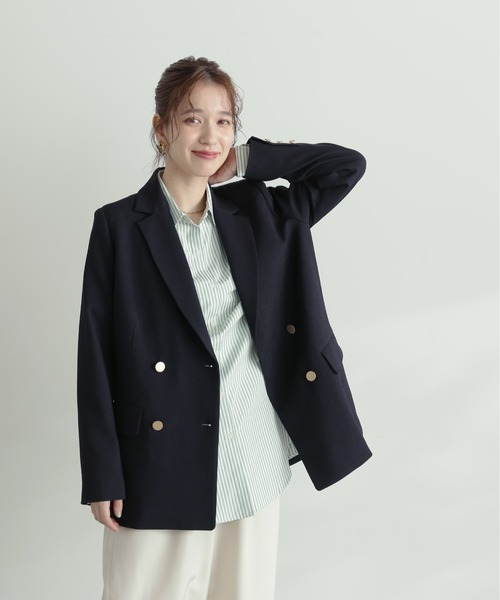 N.（N. Natural Beauty Basic）（エヌエヌナチュラルビューティーベーシック）の「【S Size Line】◆テーラードダブルジャケット（テーラードジャケット・レディース・ネイビー/ホワイト/チェック・SMALL/MEDIUM）」の7枚目の写真