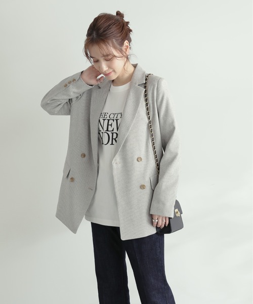 N.（N. Natural Beauty Basic）（エヌエヌナチュラルビューティーベーシック）の「【S Size Line】◆テーラードダブルジャケット（テーラードジャケット・レディース・ネイビー/ホワイト/チェック・SMALL/MEDIUM）」の10枚目の写真