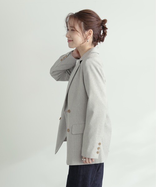 N.（N. Natural Beauty Basic）（エヌエヌナチュラルビューティーベーシック）の「【S Size Line】◆テーラードダブルジャケット（テーラードジャケット・レディース・ネイビー/ホワイト/チェック・SMALL/MEDIUM）」の18枚目の写真