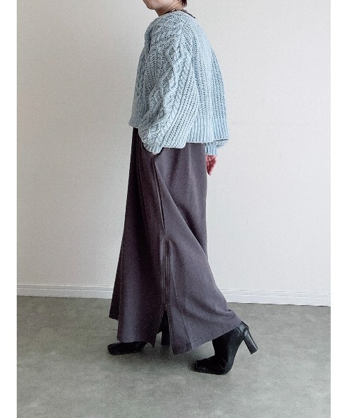 Yucca（ユッカ）の「ケーブルショート丈カーディガン（MEKKE　低身長向け）（カーディガン/ボレロ・レディース・サックスブルー/ピンク/ベージュ・FREE）」の15枚目の写真