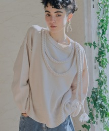 manana suerte | バックスリット三つ編みニット(ニット/セーター)