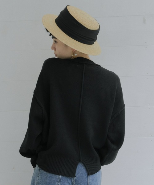 manana suerte（マニャーナスエルテ）の「バックスリット三つ編み紐ニット（ニット/セーター・レディース・オフホワイト/パープル/ブラック・FREE）」の19枚目の写真