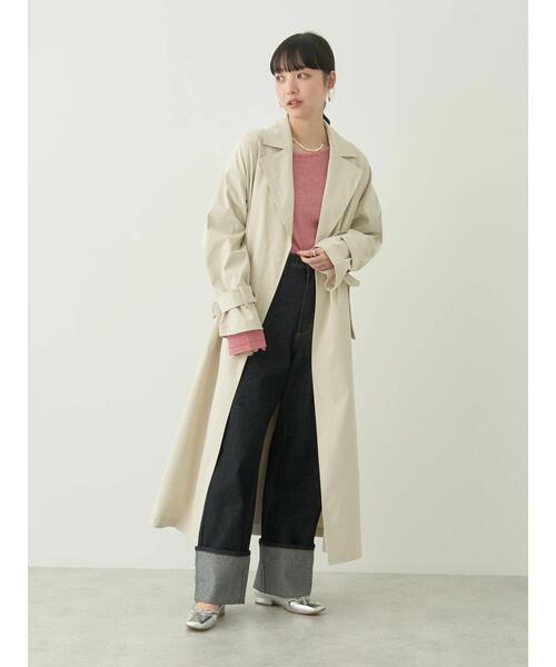 earth music&ecology（アースミュージックアンドエコロジー）の「着流しロングトレンチ（トレンチコート・レディース・ベージュ/ホワイト系その他2/サックスブルー・FREE）」の16枚目の写真