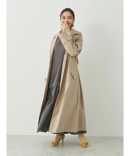 earth music&ecology（アースミュージックアンドエコロジー）の「着流しロングトレンチ（トレンチコート・レディース・ベージュ/ホワイト系その他2/サックスブルー・FREE）」の21枚目の写真