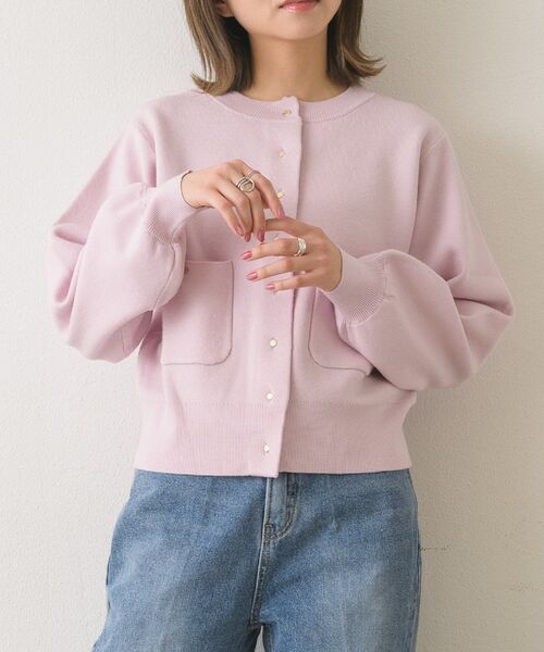 Kari & lili（カウリアンドリィリィ）の「simple knit CD（カーディガン/ボレロ・レディース・ライトグレー/ダークブルー/ピンク・FREE）」の3枚目の写真