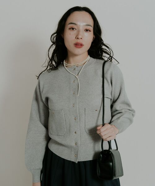 Kari & lili（カウリアンドリィリィ）の「simple knit CD（カーディガン/ボレロ・レディース・ライトグレー/ダークブルー/ピンク・FREE）」の2枚目の写真