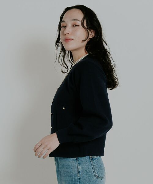 Kari & lili（カウリアンドリィリィ）の「simple knit CD（カーディガン/ボレロ・レディース・ライトグレー/ダークブルー/ピンク・FREE）」の5枚目の写真