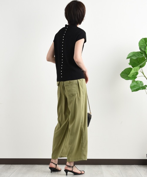 INTERPLANET（インタープラネット）の「ナイロンストレッチワイドベイカーパンツ（その他パンツ・レディース・ブラック/カーキ/オレンジ・FREE）」の12枚目の写真