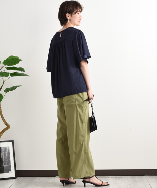 INTERPLANET（インタープラネット）の「ナイロンストレッチワイドベイカーパンツ（その他パンツ・レディース・ブラック/カーキ/オレンジ・FREE）」の17枚目の写真