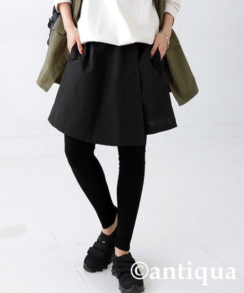 antiqua(アンティカ)の「撥水 UVカットスカート(スカート・レディース・カーキ/ブラック・FREE)」の3枚目の写真