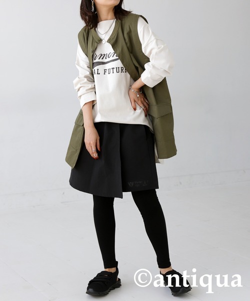 antiqua(アンティカ)の「撥水 UVカットスカート(スカート・レディース・カーキ/ブラック・FREE)」の5枚目の写真