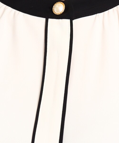 DRESKIP（ドレスキップ）の「◆【フェミニンコーデ】配色スタンドカラーブラウス（シャツ/ブラウス・レディース・ブラック系/ライトグリーン/ライトベージュ/ホワイト系3・02/03/04）」の11枚目の写真