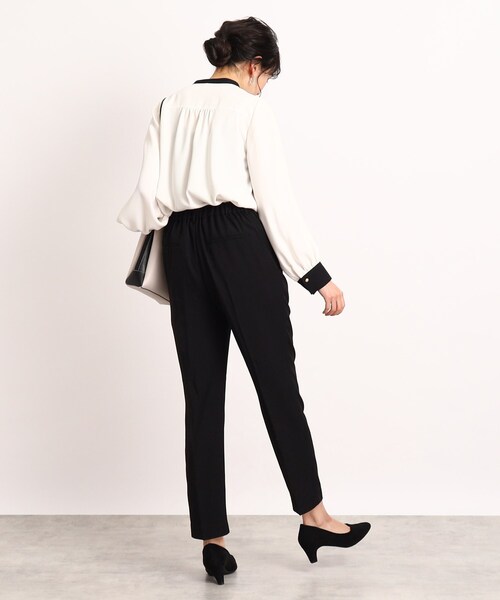 DRESKIP（ドレスキップ）の「◆【フェミニンコーデ】配色スタンドカラーブラウス（シャツ/ブラウス・レディース・ブラック系/ライトグリーン/ライトベージュ/ホワイト系3・02/03/04）」の17枚目の写真