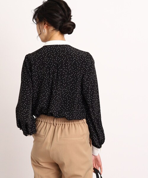 DRESKIP（ドレスキップ）の「◆【フェミニンコーデ】配色スタンドカラーブラウス（シャツ/ブラウス・レディース・ブラック系/ライトグリーン/ライトベージュ/ホワイト系3・02/03/04）」の21枚目の写真