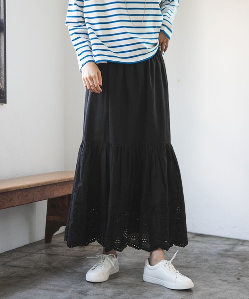 LEPSIM（レプシィム）の「エンブロイダリーレーススカート　187544（スカート・レディース・ブラック/オフホワイト・FREE）」の10枚目の写真