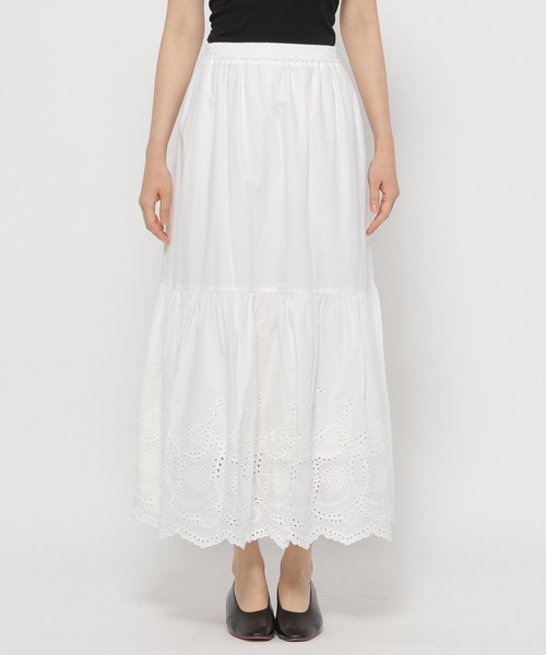 LEPSIM（レプシィム）の「エンブロイダリーレーススカート　187544（スカート・レディース・ブラック/オフホワイト・FREE）」の4枚目の写真