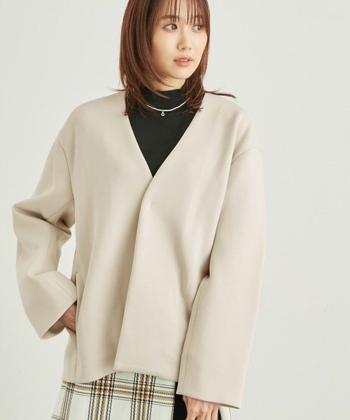 ROPE' PICNIC(ロペピクニック)の「ダンボールショートコート(その他アウター・レディース・ベージュ系その他/ネイビー・38)」の2枚目の写真