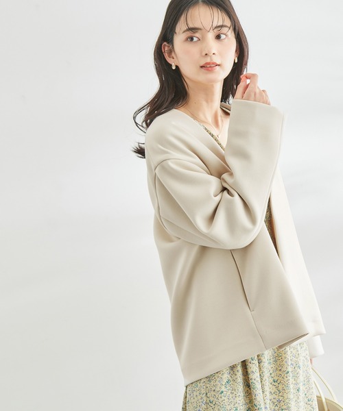 ROPE' PICNIC(ロペピクニック)の「ダンボールショートコート(その他アウター・レディース・ベージュ系その他/ネイビー・38)」の5枚目の写真