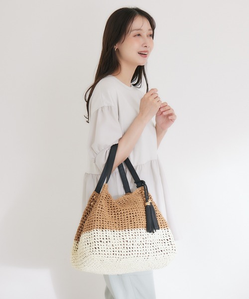 KATHARINE ROSS(キャサリンロス)の「【KATHARINE ROSS】タッセル2wayペーパービッグトートバッグ WEB限定(かごバッグ・レディース・ブラック/ダークブラウン/ベージュ/ブラウン/グレー/オレンジ/ブルーグリーン/グリーン/カーキ/ブルー/ピンク/ホワイト・MEDIUM)」の22枚目の写真