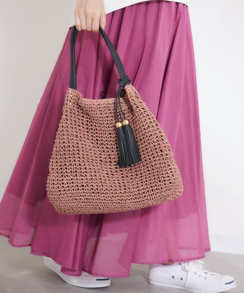 KATHARINE ROSS(キャサリンロス)の「【KATHARINE ROSS】タッセル2wayペーパービッグトートバッグ WEB限定(かごバッグ・レディース・ブラック/ダークブラウン/ベージュ/ブラウン/グレー/オレンジ/ブルーグリーン/グリーン/カーキ/ブルー/ピンク/ホワイト・MEDIUM)」の17枚目の写真