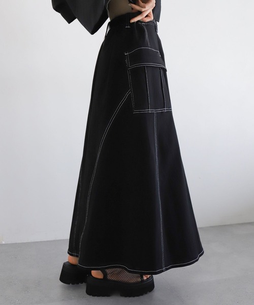 PAGEBOY（ページボーイ）の「ステッチワークボリュームスカート2（スカート・レディース・モカ/オフホワイト/ブラック・FREE）」の2枚目の写真