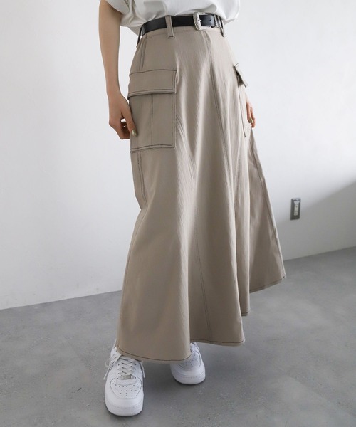 PAGEBOY（ページボーイ）の「ステッチワークボリュームスカート2（スカート・レディース・モカ/オフホワイト/ブラック・FREE）」の3枚目の写真